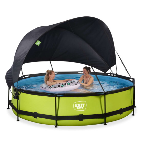 EXIT Lime pool 12ft x 30in with filter pump and canopy - green
