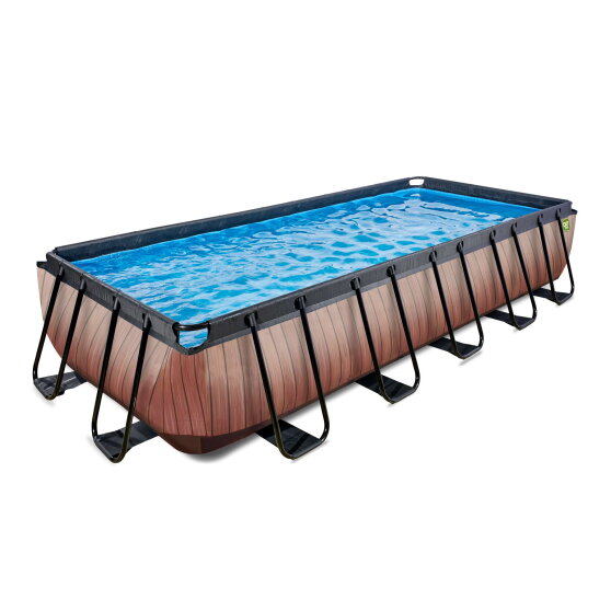 EXIT Wood pool 18ft x 8ft x 39in with sand filter pump - brown