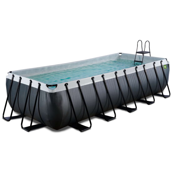 EXIT Black Leather pool 18ft x 8ft x 48in with sand filter pump - black