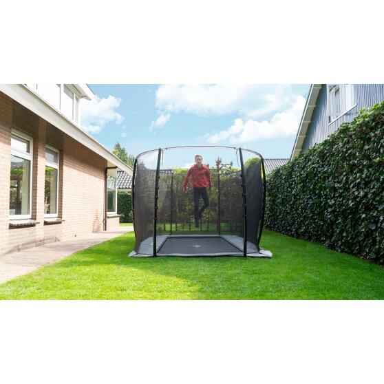 EXIT InTerra ground level trampoline 244x427cm with safety net - grey