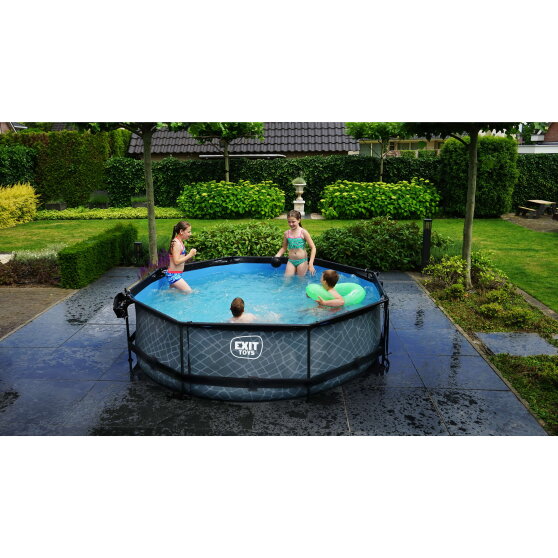 EXIT Stone pool 10ft x 30in with filter pump - grey