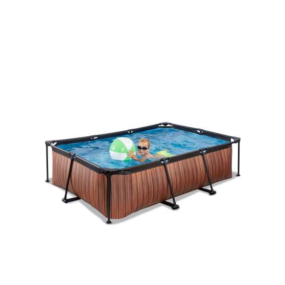 EXIT Wood pool 7ft x 5ft x 25.6in with filter pump - brown