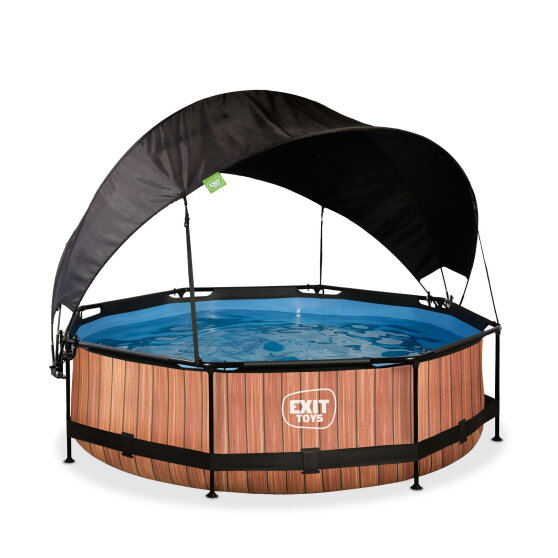 EXIT Wood pool 10ft x 30in with filter pump and canopy - brown