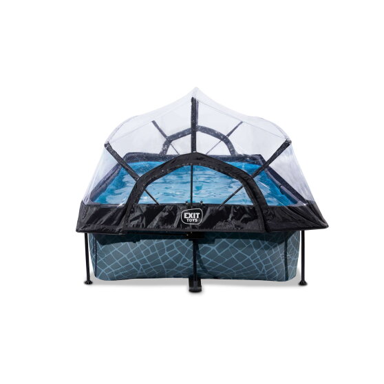 EXIT Stone pool 7ft x 5ft x 25.6in with filter pump and dome - grey