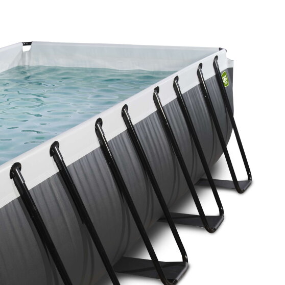 EXIT Black Leather pool 13ft x 6.6ft x 48in with sand filter pump - black