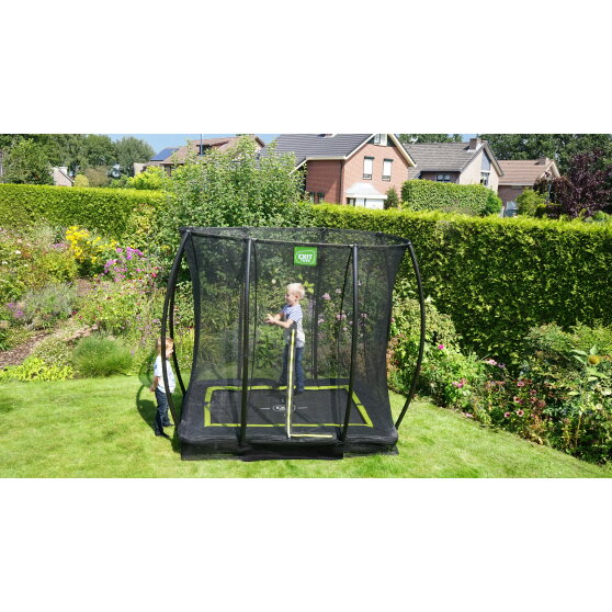 EXIT Silhouette ground trampoline 5x7ft with safety net - black