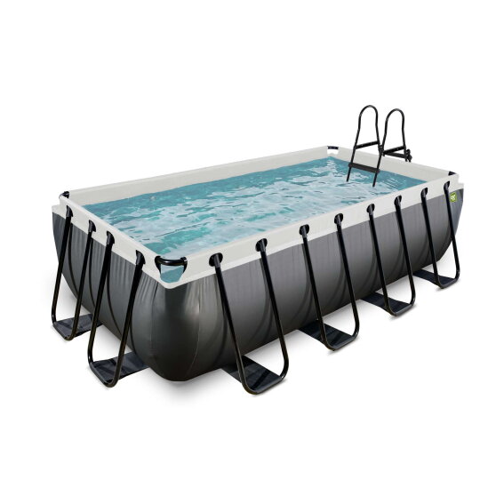 EXIT Black Leather pool 13ft x 6.6ft x 39in with sand filter pump - black