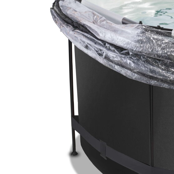 EXIT Black Leather pool 12ft x 48in with sand filter pump and dome - black