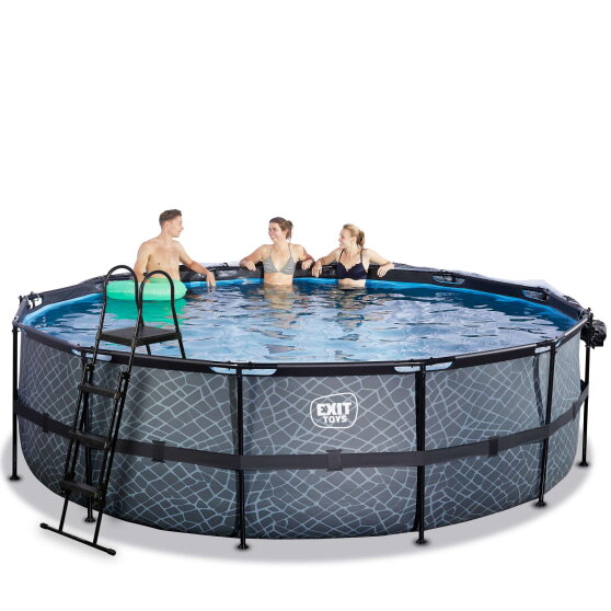 EXIT Stone pool 16ft x 48in with sand filter pump and dome - grey