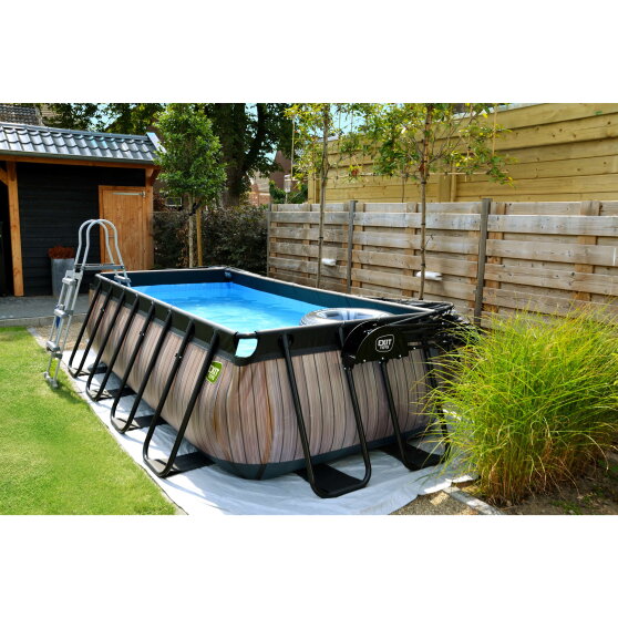 EXIT Black Leather pool 13ft x 6.6ft x 39in with sand filter pump - black