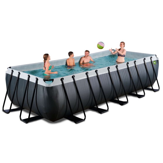 EXIT Black Leather pool 18ft x 8ft x 48in with sand filter pump - black