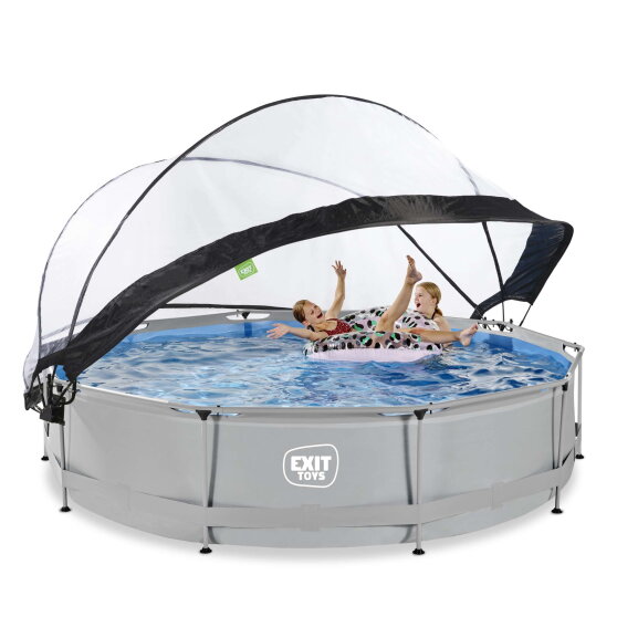 EXIT Soft Grey pool 12ft x 30in with filter pump and dome - grey