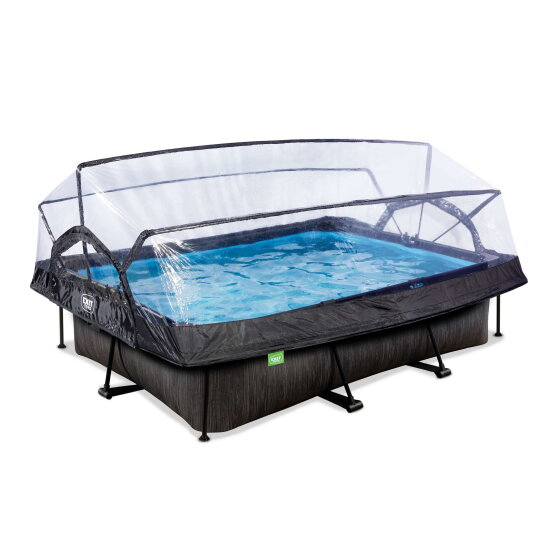 EXIT Black Wood pool 10ft x 6.6ft x 25.6in with filter pump and dome - black