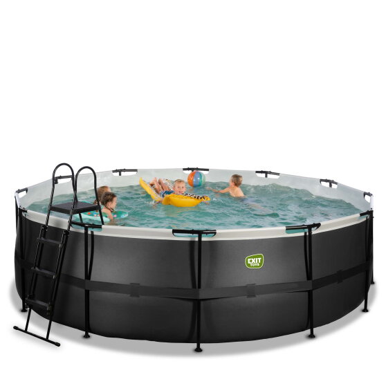 EXIT Black Leather pool 15ft x 48in with sand filter pump - black
