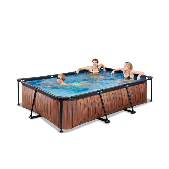 EXIT Wood pool 300x200x65cm with filter pump - brown