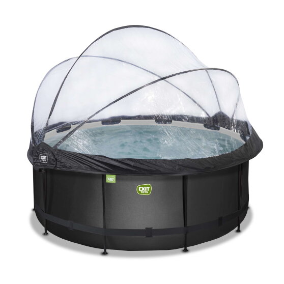 EXIT Black Leather pool 12ft x 48in with sand filter pump and dome - black