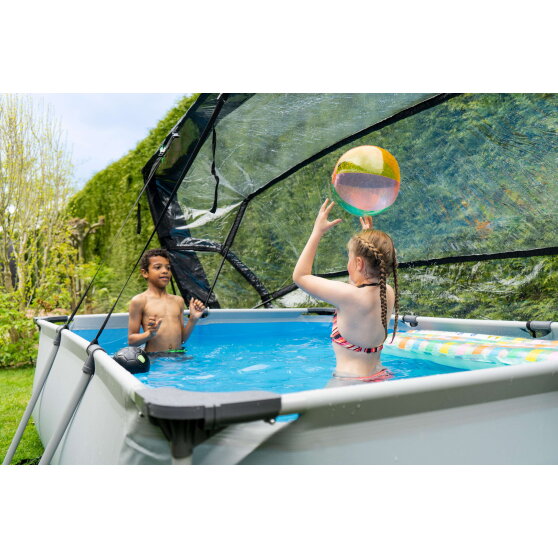 EXIT Soft Grey Pool 10x6.6x2ft with Filter Pump & Dome