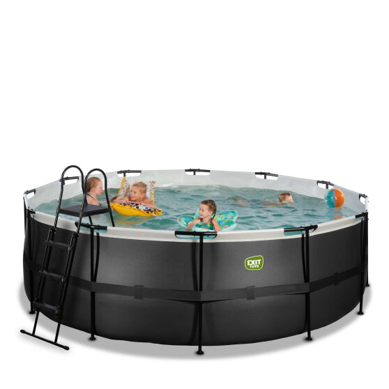 EXIT Black Leather pool 14ft x 48in with sand filter pump - black