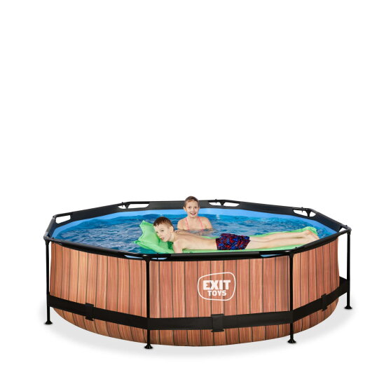 EXIT Wood pool 10ft x 30in with filter pump - brown