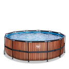 EXIT Wood pool 14ft x 48in with sand filter pump - brown