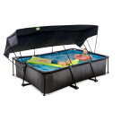 EXIT Black Wood pool 10ft x 6.6ft x 25.6in with filter pump and canopy - black