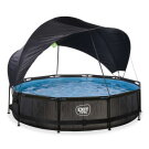 EXIT Black Wood pool 12ft x 30in with filter pump and canopy - black
