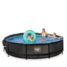 EXIT Black Wood pool 12ft x 30in with filter pump and canopy - black