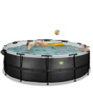 EXIT Black Leather pool 15ft x 48in with sand filter pump and dome and accessory set - black