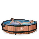 EXIT Wood pool 12ft x 30in with filter pump and canopy - brown