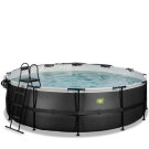 EXIT Black Leather pool 16ft x 48in with sand filter pump and dome and accessory set - black