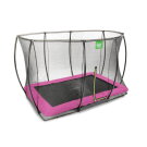 EXIT Silhouette ground trampoline 7x10ft with safety net - pink