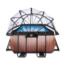 EXIT Wood pool 18ft x 8ft x 39in with sand filter pump and dome - brown