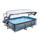 EXIT Stone pool 10ft x 6.6ft x 25.6in with filter pump and dome - grey