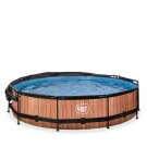 EXIT Wood pool 12ft x 30in with filter pump and canopy - brown