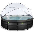 EXIT Black Leather pool 16ft x 48in with sand filter pump and dome - black
