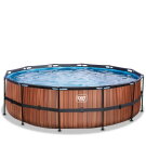 EXIT Wood pool ø488x122cm with sand filter pump - brown