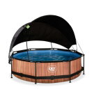 EXIT Wood pool 10ft x 30in with filter pump and canopy - brown