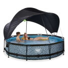 EXIT Stone pool 12ft x 30in with filter pump and canopy - grey