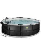 EXIT Black Leather pool ø450x122cm with sand filter pump and dome - black