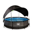 EXIT Black Wood pool 10ft x 30in with filter pump and canopy - black