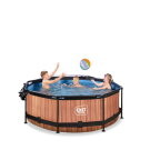 EXIT Wood Pool &Oslash;8ft with Filter Pump & Dome - Brown
