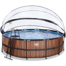 EXIT Wood pool 16ft x 48in with sand filter pump and dome - brown