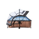 EXIT Wood Pool 10x6.5ft with Filter Pump & Dome - Brown