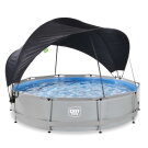 EXIT Soft Grey Pool 12ftx30in with Pump & Canopy - Grey