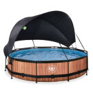 EXIT Wood pool 12ft x 30in with filter pump and canopy - brown