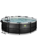 EXIT Black Leather pool 15ft x 48in with sand filter pump and dome and accessory set - black