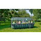 EXIT Wood pool 18ft x 8ft x 48in with sand filter pump and dome - brown