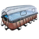 EXIT Wood pool 18ft x 8ft x 48in with sand filter pump and dome - brown