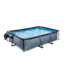 EXIT Stone pool 10ft x 6.6ft x 25.6in with filter pump and dome - grey