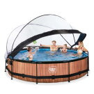 EXIT Wood pool 12ft x 30in with filter pump and dome - brown